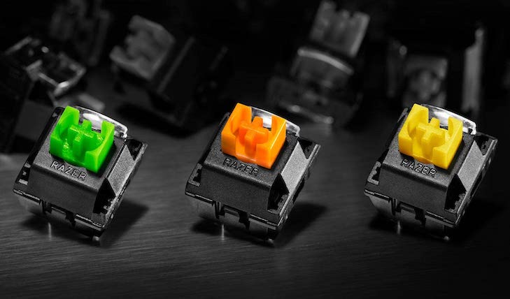 Razer BlackWidow Elite grüne, orange und gelbe Switches